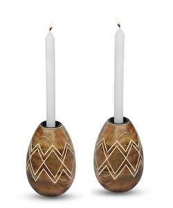 Decorative Wooden <b>Candle</b> Stand Candlestick Holders Tealight <b>Candle</b> Stand for Home Decor Living Room Table Decor <b>Set</b> of 2 - Product Image 2