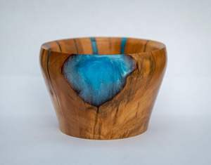 Cuenco de resina de madera tallado a mano artesanal hecho a mano moderno centro de mesa rústico elegante hogar cocina acento decorativo - Product Image 3