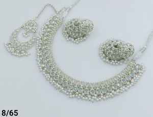 Latest Indian Jewelry Traditional <b>Silver</b> <b>Plated</b> Motipearl With Jumkha Earring and Maagtika Combo Necklace Set for Women - Product Image 5