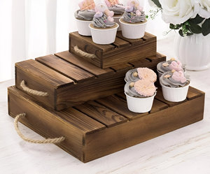Venta al por mayor, soporte de pastel de madera quemada rústica, exhibición de postres, magdalenas con cuerda hecha a mano, herramientas para pasteles en bajo costo - Product Image 2