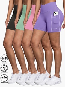Yoga Shorts femmes V taille Biker Shorts Yoga Leggings pour Fitness taille croisée avec poche hanche ascenseur Yoga Sport Shorts pour les femmes - Product Image 5