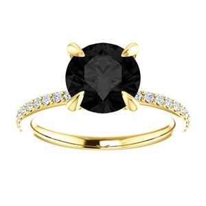 Anillo de Diamantes Negros y Blancos con Corte Redondo y Engaste de Puntas para Mujer - Product Image 6