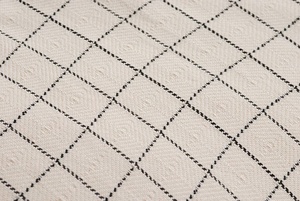 Couvre-lit en coton turc Windowpane, noir sur crème, 78x94 pouces, 100% coton - Product Image 3
