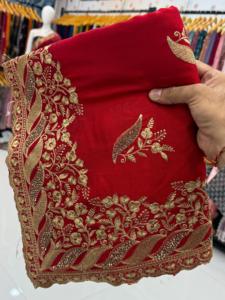 Superbe Saree en soie Vichitra pour femmes, style de célébrité Bollywood, élégance indienne pour mariage et fête au meilleur prix - Product Image 5