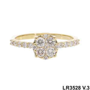 แหวนหมั้นเพชรคลัสเตอร์0.63CTW หรูหราสำหรับผู้หญิงทอง14K แหวนเจ้าสาวหินหลากสีครบรอบแต่งงาน - Product Image 1