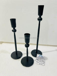 เชิงเทียนเหล็กเรียว-ชุดเชิงเทียนสำหรับตกแต่ง3อันพร้อมฐานทุบที่แตกต่างกันผู้ถือเทียนสำหรับงานแต่งงานปาร์ตี้ - Product Image 5