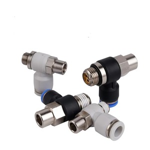 QKF ข้อต่อทองเหลืองใหม่วาล์วควบคุมแบบกดต่อการเชื่อมต่อเกลียวพลาสติกโลหะเครื่องจักรนิวเมติก - Product Image 5