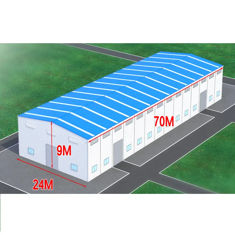 Yalıtım sandviç Panel ile özelleştirilmiş prefabrik hafif çerçeve çelik yapı inşaat depolama barakası depo inşaatı