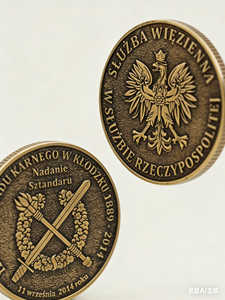 Médaille commémorative de l'anniversaire de la prison de Klodzko |   Pièce de monnaie souvenir en alliage de zinc bronze antique avec emblème de l'aigle du Service pénitentiaire polonais - Product Image 5