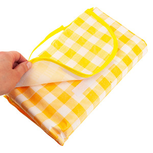 <b>LARGE</b> PICNIC BLANKET TOURIST BEACH WATERPROOF <b>MAT</b> PICNIC YELLOW CHECKED - Product Image 4