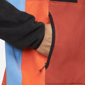 Sweat à capuche oversize en polaire imperméable pour homme, uni, avec poche zippée et manches longues - Product Image 5
