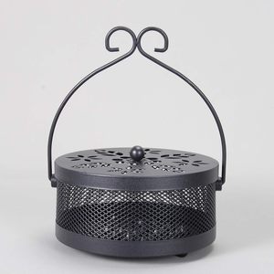 Quemador de incienso Anti escaldado Rack Metal portátil duradero clásico con mango de hierro ahuecado Mosquito bobina soporte caso hogar jardín - Product Image 6