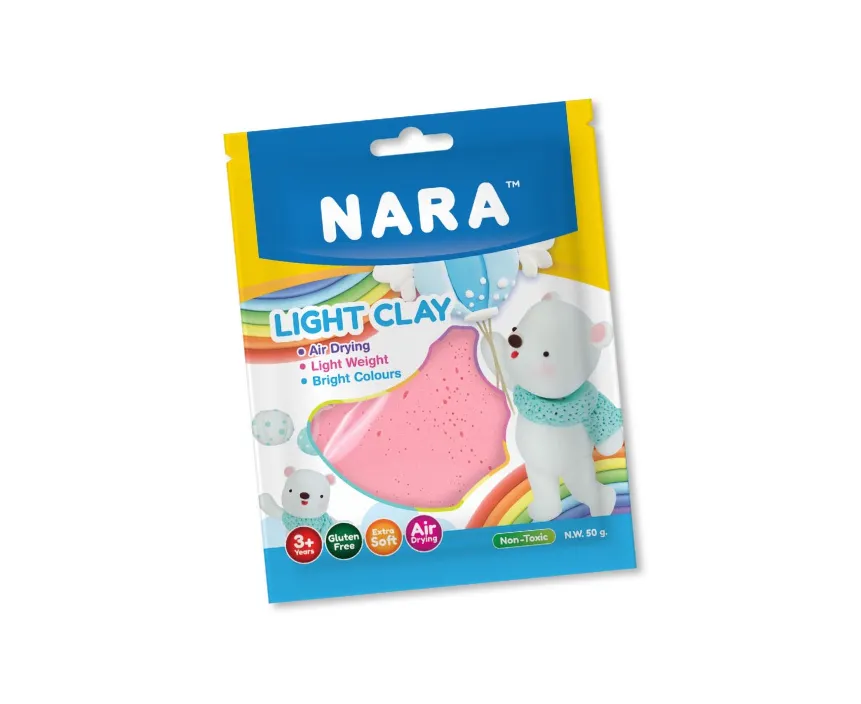 NARA Light Clay Air-Dry Clay for Kid 50G.Pink Pastel Clolor-High Quality,Non-Toxic Clay,Gluten Free And Super Soft Modeling Clay