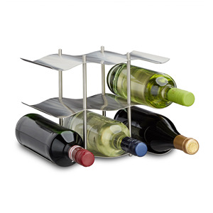 Estante de vino de acero inoxidable independiente de 9 botellas moderno organizador de bebidas simple soporte de estilo industrial cubos de hielo tinas - Product Image 1
