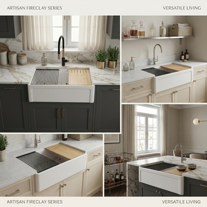 <span class=keywords><strong>Évier</strong></span> de cuisine en argile réfractaire fait main de 33 pouces à cuve unique avec finition frontale lisse <span class=keywords><strong>et</strong></span> émaillée - Product Image 5