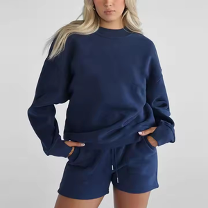 Nouvel arrivage Survêtements d'hiver unisexes imprimés en molleton respirant OEM ensemble de shorts deux pièces logo brodé haut coupe-vent - Product Image 1