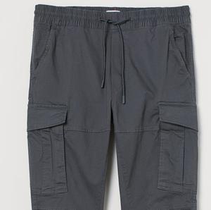 Pantalon cargo décontracté en toile légère à 6 poches, avec cordon de serrage, coupe-vent, respirant, personnalisable, en coton uni gris - Product Image 5