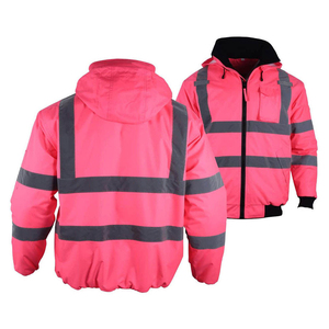 Ropa de trabajo de invierno de alta visibilidad para hombre, chaqueta reflectante de trabajo de alta visibilidad para hombre, chaquetas de seguridad con cremallera, precio razonable OEM - Product Image 3