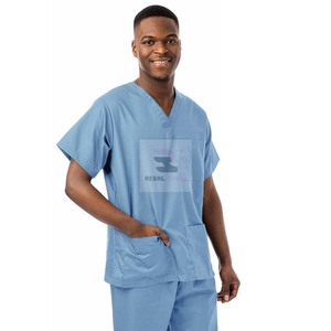 Tops de enfermería elásticos de manga corta Unisex, ropa médica de tela tejida ecológica de alta calidad, logotipo personalizado para hospitales de hombres - Product Image 2