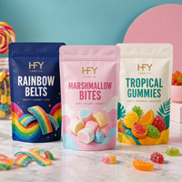 Nouveaux sacs personnalisés pour bonbons, sachets refermables de qualité alimentaire, pochettes en aluminium Mylar avec fenêtre
