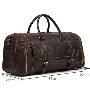 Sac de voyage pour homme en cuir véritable écologique, nouveau motif, grande capacité, fermeture éclair, bagage à main - Product Image 6