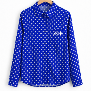 Chemise habillée formelle pour femme Zeta Phi Beta Sorority, chemise boutonnée à col et devant boutonné, chemise tissée boutonnée - Product Image 1