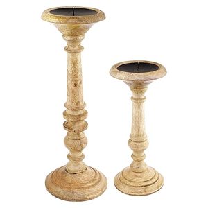Portavelas de madera natural con diseño tallado de calidad de exportación para candelabros de madera - Product Image 1
