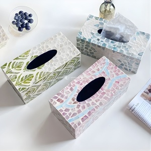 Custom Handmade Shell Tissue Box, Natural Luxury Tissue Holder for Desktop Organizer Home Hotel Decoration - Product Image 4