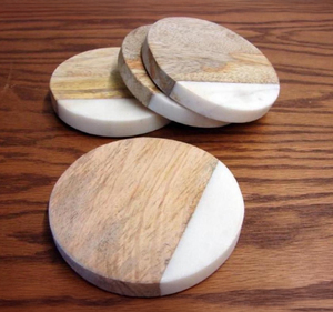 AYAANS-Sous-verre en bois pour table de bureau, 6 assiettes, pour boissons, bière, vin, verre, thé, de forme carrée - Product Image 4
