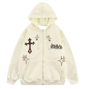 เสื้อสเวตเตอร์สวมหัวโอเวอร์ไซส์ของผู้ชายเสื้อมีฮู้ดปักลายในเมืองสไตล์ฮิปฮอปลายสีทึบสำหรับฤดูหนาวสวมใส่ทุกวัน - Product Image 5