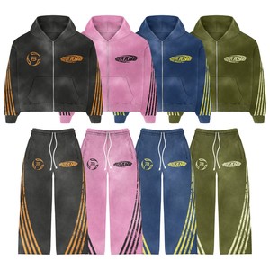 Unisex DTG ชุดวอร์มมีซิปแขนยาวสีชมพู, ชุดวอร์มมีซิปนุ่มใส่สบายน้ำหนักมากไซส์พิเศษ - Product Image 3