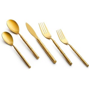 Design personnalisé de la meilleure qualité, couverts à poignée noire mate et dorée, ensemble de couverts en acier inoxydable pour la maison, hôtel, vaisselle - Product Image 3