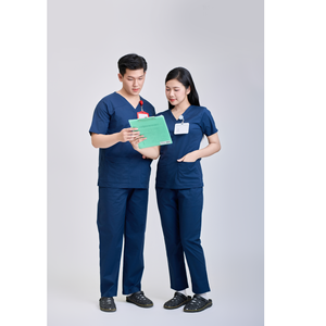 ชุดสครับทางการแพทย์ผ้า FMF ยูนิเซ็กซ์ สำหรับใช้ในโรงพยาบาล ผลิตในเวียดนาม ผสมผ้าฝ้าย 52% โพลีเอสเตอร์ 45% สแปนเด็กซ์ 3% ผ้าเนื้อละเอียด - Product Image 1