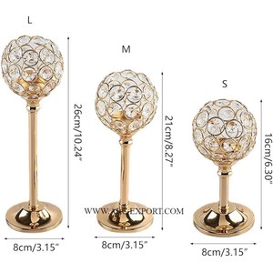 ชุดเชิงเทียนคริสตัลและโลหะขัดเงาสีทองสไตล์วินเทจ2อันมีหลายขนาด - Product Image 5