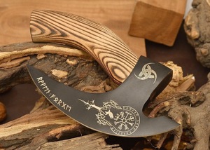 ปลอกหนังเกรดอุตสาหกรรมสำหรับเชฟขวานพิซซ่าไวกิ้งเหล็กกล้าคาร์บอนสูงพร้อมด้ามจับไม้ - Product Image 6