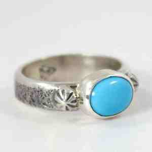 Anillo de plata esterlina con racimo de turquesa estabilizada Kingman de Arizona Anillo de plata esterlina 925 - Product Image 6