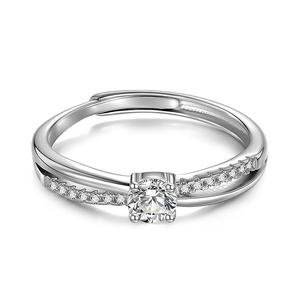 Jeulia Twist Moissanite Infinity <b>Solitaire</b> Wedding Eternity <b>Ring</b> Rhodium Plated Sterling <b>Silver</b> - Product Image 1