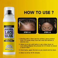 Grand format 180 ml en aérosol, Spray de fusion de dentelle à tenue extrême, séchage rapide, colle capillaire, marque privée, très vendu