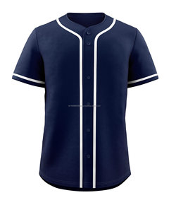 Venta al por mayor 100% poliéster transpirable manga corta Camisetas de béisbol de alta calidad azul en blanco botón equipo ropa deportiva béisbol Jersey - Product Image 1