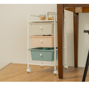 Chariot à tiroirs de bureau à 3 niveaux Rangement à domicile Blanc Rose Bleu Design Métal Armoires en fer et acier avec fonction réglable - Product Image 2