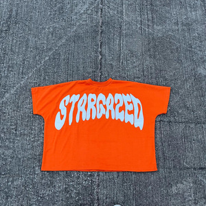 เสื้อยืดผ้าฝ้ายผู้ชายโอเวอร์ไซส์ทรงบ็อกซี่ฟิตไหล่ตกสไตล์ครอปสไตล์วินเทจ - Product Image 6