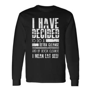 Maglietta promozionale unisex a maniche lunghe con scollo rotondo Detox Cleanse I Mean Eat Beef - Product Image 1
