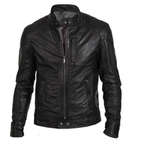 Veste en cuir véritable mince en peau de vache pour hommes, vêtements d'extérieur d'hiver en noir et marron et dans toutes les autres couleurs disponibles