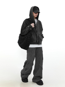 Sweats à capuche noirs personnalisés pour hommes en gros Streetwear Washed Hoodies OEM Fashion Hoodies 100% Cotton - Product Image 3