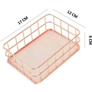 Cesta de Almacenamiento de Cocina Hecha a Mano, Acabado en Oro Rosa, Alambre de Hierro, Tamaño Personalizado, Multifuncional, Logotipo Personalizado, Estilo Clásico - Product Image 3