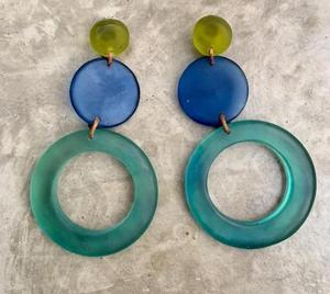 Pendientes de Resina en Capas al por Mayor, Aro Azul Verde Azulado, Resina Verde, Amarillo, Multicolor, Estilo Bohemio, para Chicas, al Mejor Precio - Product Image 6