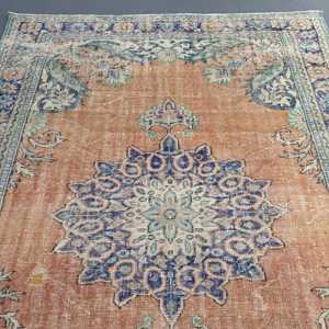 6.2x10.3 ft Rug, Vintage Turkish Rug, <b>Brown</b> <b>Wool</b> Rug - Product Image 3