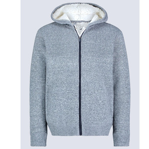 Pull à capuche épais et respirant en tricot brodé Sherpa OEM pour hommes - Product Image 6