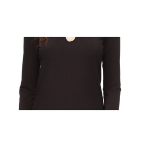 Maglia da donna Michael Kors Twist Keyhole Top nera taglia 2 Petite vestibilità ampia in maglia con logo decorativo per primavera estate - Product Image 3