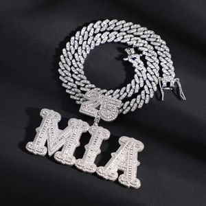 Colgante Personalizado de Hip Hop, Plata de Ley 925, con Diamantes Cultivados VVS, con Nombre o Letra - Product Image 2